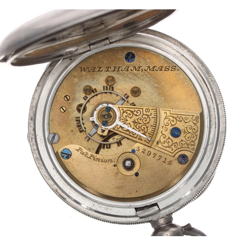 260 - Waltham silver lever pocket watch, Birmingham 1892, movement no. 5297714, silver foliate Roman numer... 