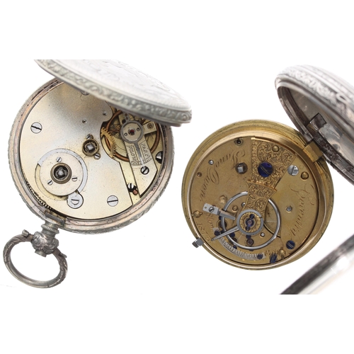 261 - Small Victorian silver fusee lever pocket watch, London 1873, signed Jane Owen, Coventry, signed Rom... 