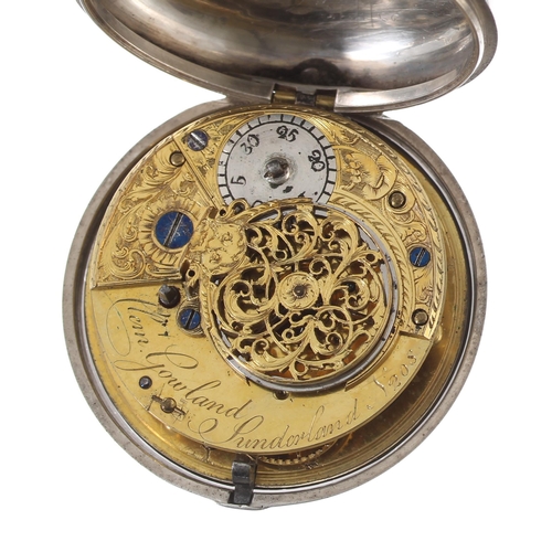 263 - George III silver pair cased verge pocket watch, London 1797, signed Clem Gowland, Sunderland, no. 2... 