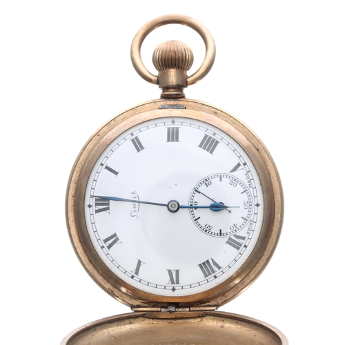 264 - Limit gold plated lever hunter pocket watch, signed Swiss movement, Roman numeral dial with subsidia... 