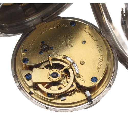 266 - Victorian silver fusee lever hunter pocket watch, London 1849, the movement signed Barrauds & Lu... 