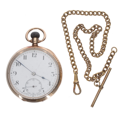 268 - Zenith 9ct lever pocket watch, Birmingham 1915, 17 jewel movement, no. 2085338, the dial with Arabic... 