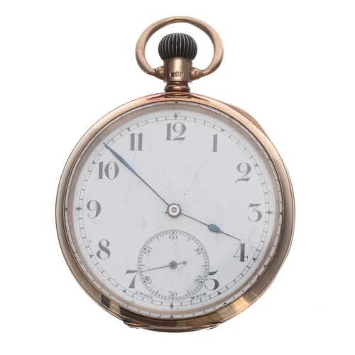 268 - Zenith 9ct lever pocket watch, Birmingham 1915, 17 jewel movement, no. 2085338, the dial with Arabic... 