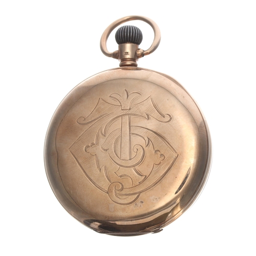 268 - Zenith 9ct lever pocket watch, Birmingham 1915, 17 jewel movement, no. 2085338, the dial with Arabic... 