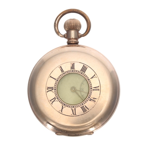 269 - Minerva gold plated half hunter lever pocket watch, signed 15 jewel 4 adjustment movement, the dial ... 