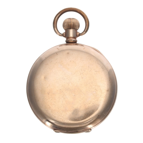 269 - Minerva gold plated half hunter lever pocket watch, signed 15 jewel 4 adjustment movement, the dial ... 