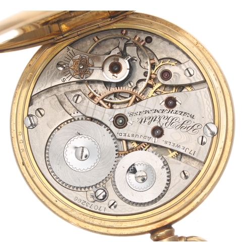 270 - Waltham 18ct lever hunter pocket watch, Birmingham 1928, P.S. Bartlett 17 jewel movement, no. 170732... 