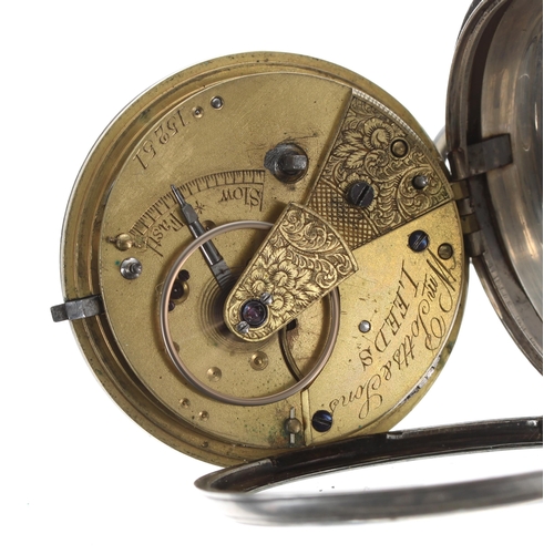 272 - 19th century silver fusee lever pocket watch, London 1874, signed Wm Potts, Leeds, no. 15251, with d... 