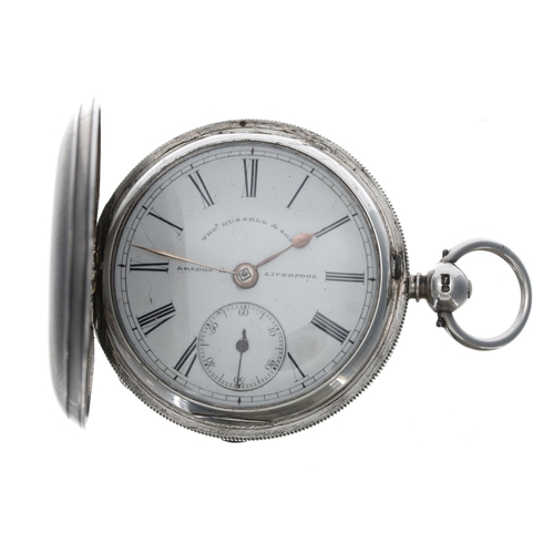 273 - Victorian silver fusee lever hunter pocket watch, Chester 1875, signed Thomas Russell & Son, Lon... 