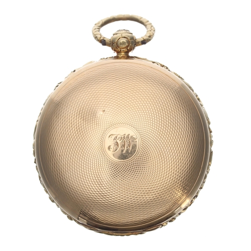 279 - Fine 19th century 18ct cylinder pocket watch, London 1822, the fusee movement signed Hughtie, 56 Che... 