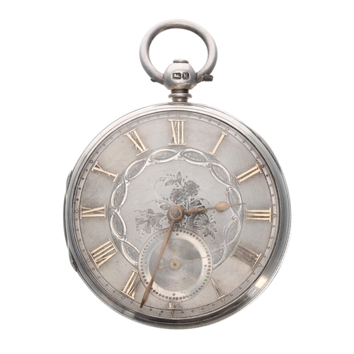 281 - Victorian silver fusee lever pocket watch, London 1859, the movement signed T. Millet, Brighton, no.... 