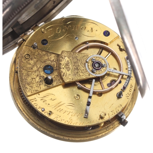 284 - George IV silver fusee lever pocket watch, London 1827, the movement signed Jas Murray, Royal Exchan... 