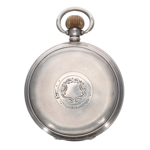 285 - Silver hunter lever pocket watch, Birmingham 1923, Swiss 'LTG' movement (L Tieche Gammeter), Roman n... 