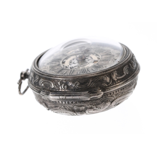 286 - Fine early 18th century English silver triple cased verge pocket watch, the fusee movement signed Jo... 