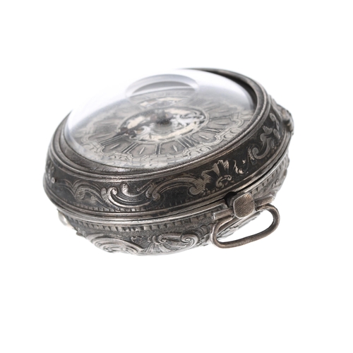 286 - Fine early 18th century English silver triple cased verge pocket watch, the fusee movement signed Jo... 