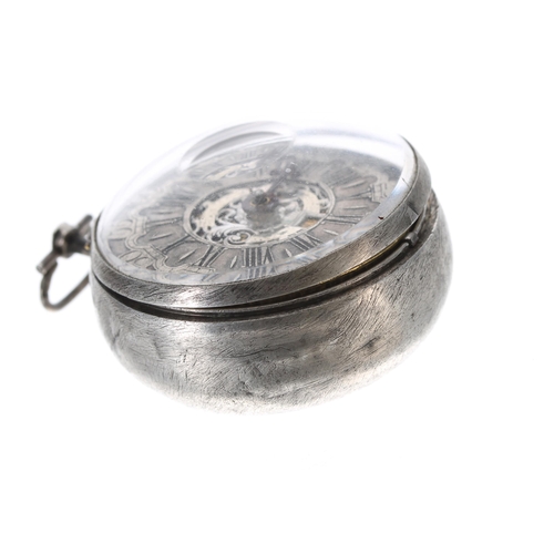 286 - Fine early 18th century English silver triple cased verge pocket watch, the fusee movement signed Jo... 