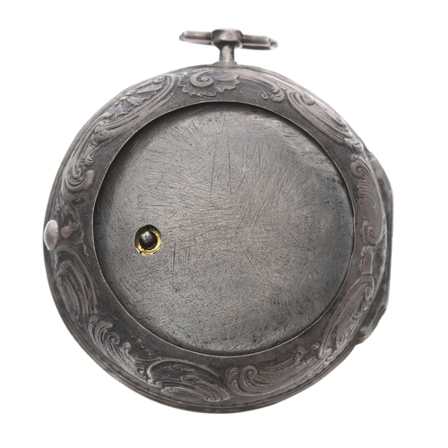 286 - Fine early 18th century English silver triple cased verge pocket watch, the fusee movement signed Jo... 