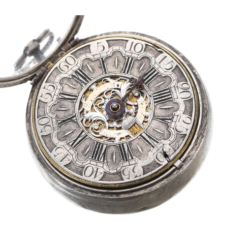 286 - Fine early 18th century English silver triple cased verge pocket watch, the fusee movement signed Jo... 