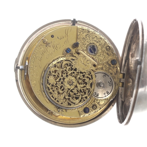 288 - George III silver pair cased verge pocket watch, London 1792, the fusee Massey III movement signed J... 