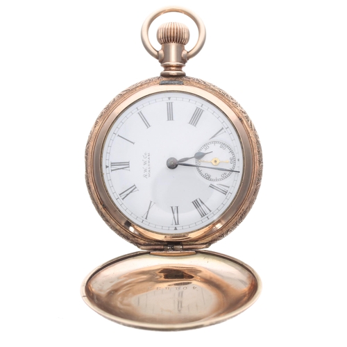 292 - Attractive Waltham gold filled hunter fob watch, no. 4878027, circa 1890, signed Roman numeral dial ... 