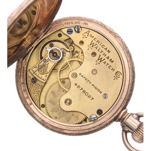 292 - Attractive Waltham gold filled hunter fob watch, no. 4878027, circa 1890, signed Roman numeral dial ... 