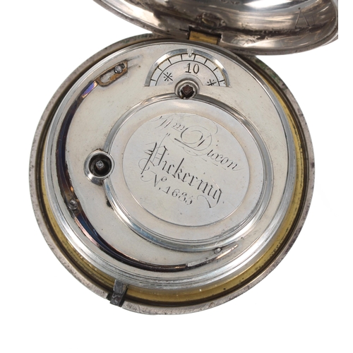 296 - George III silver pair cased verge pocket watch, London 1807, the fusee movement signed Wm. Dixon, P... 