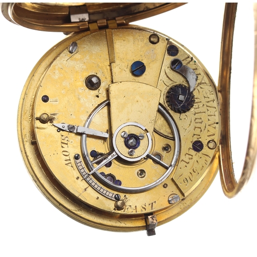 300 - William IV 18ct fusee lever pocket watch, London 1836, the movement signed Will'm Mann, Glocester, n... 