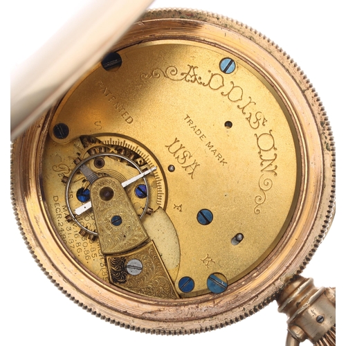 302 - Addison duplex gold plated pocket watch, signed Patented gilt frosted three quarter plate movement, ... 