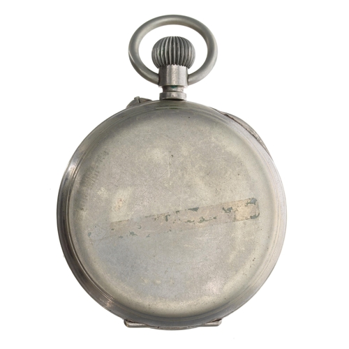 303 - Goliath calendar nickel cased lever pocket watch, the gilt frosted bar movement with compensated bal... 