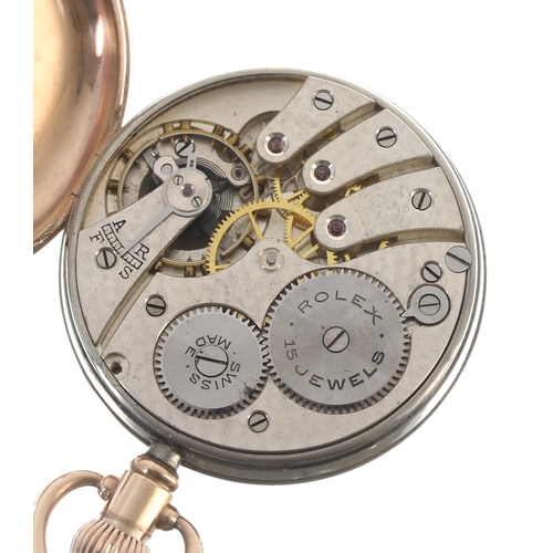 304 - Rolex 9ct lever pocket watch, Birmingham 1928, the dial with Roman numerals, blued steel hands and s... 