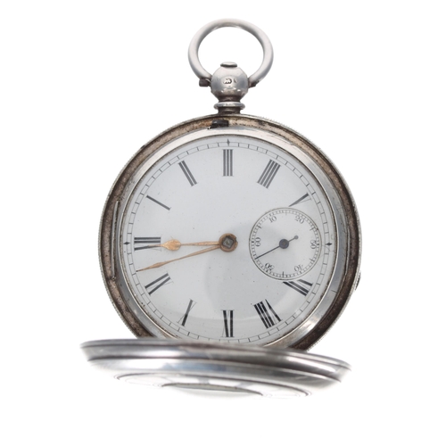 309 - Victorian silver half hunter fusee lever pocket watch, London 1873, unsigned movement, Roman numeral... 