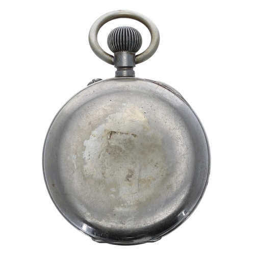 311 - Goliath nickel cased lever pocket watch, unsigned gilt frosted movement with compensated balance and... 