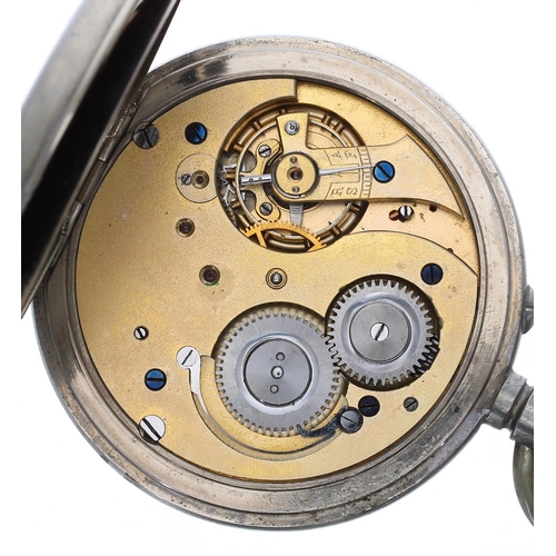 311 - Goliath nickel cased lever pocket watch, unsigned gilt frosted movement with compensated balance and... 