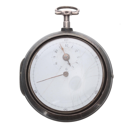 312 - George III silver verge centre seconds pair cased pocket watch, Birmingham 1790, the fusee movement ... 