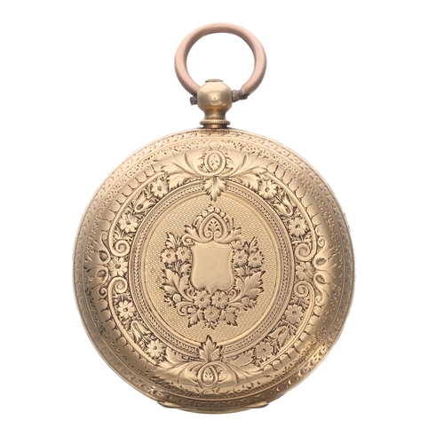 317 - Swiss Dimier Freres & Cie 18k lever pocket watch, signed gilt frosted bar movement with compensa... 