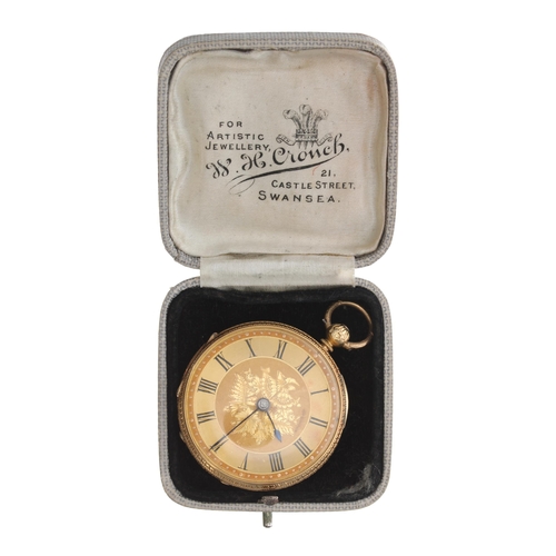 321 - Small Victorian 18ct fusee lever pocket watch, London 1877, unsigned movement, no. 5404, with floral... 