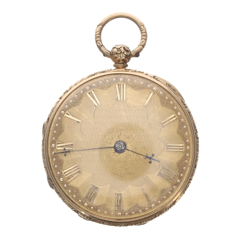 322 - Small Victorian 18ct fusee lever pocket watch, London 1845, the movement signed Tinson, Hertford, no... 