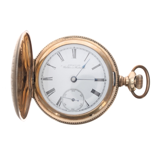 324 - Good Waltham lever set gold plated hunter pocket watch, circa 1895, signed gilt frosted movement, no... 