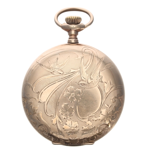 325 - Attractive Elgin lever gold plated hunter pocket watch, signed 7 jewel movement, no. 14236597, with ... 