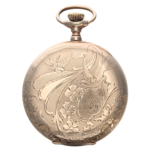 325 - Attractive Elgin lever gold plated hunter pocket watch, signed 7 jewel movement, no. 14236597, with ... 