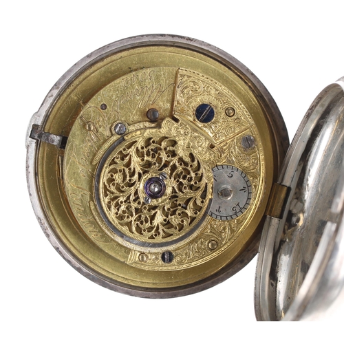 327 - George III silver verge pair cased pocket watch, London 1802, the fusee movement signed Allam & ... 