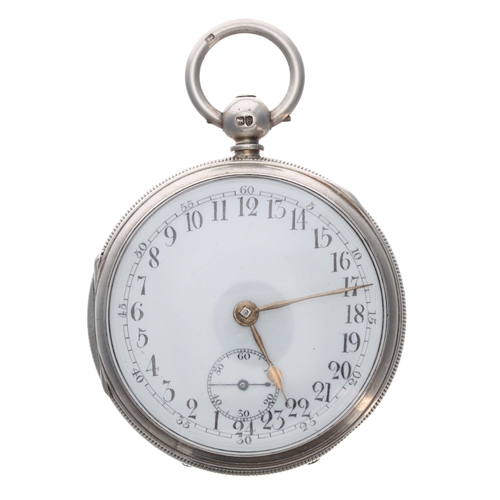 328 - Victorian 24 hour dial silver fusee lever pocket watch, London 1880, unsigned movement with engraved... 