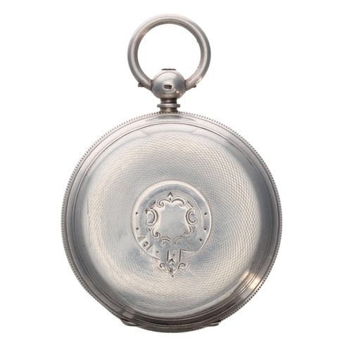 328 - Victorian 24 hour dial silver fusee lever pocket watch, London 1880, unsigned movement with engraved... 