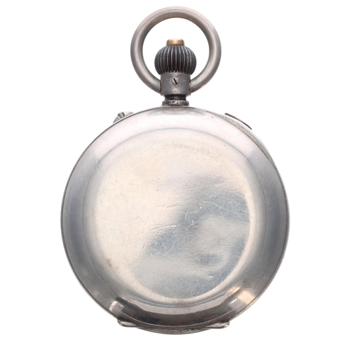 331 - Swiss silver (0.935) split seconds chronograph lever pocket watch, gilt frosted movement with compen... 