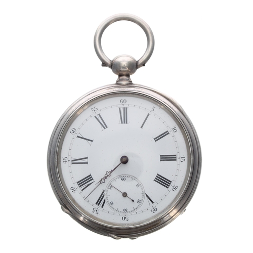 332 - Jean Jaquet & Cie white metal lever pocket watch, gilt frosted bar movement with compensated bal... 