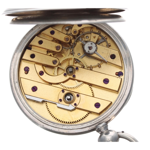 332 - Jean Jaquet & Cie white metal lever pocket watch, gilt frosted bar movement with compensated bal... 