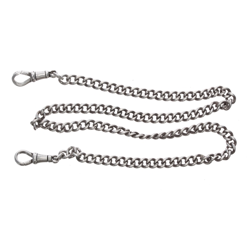 365 - Silver curb watch Albert chain, each link stamped, 24.1gm, 16.5