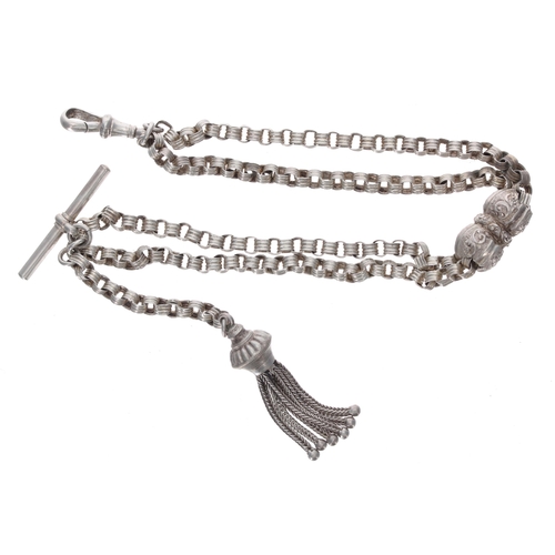 370 - Fancy silver watch Albert chain, 15.8gm, 12