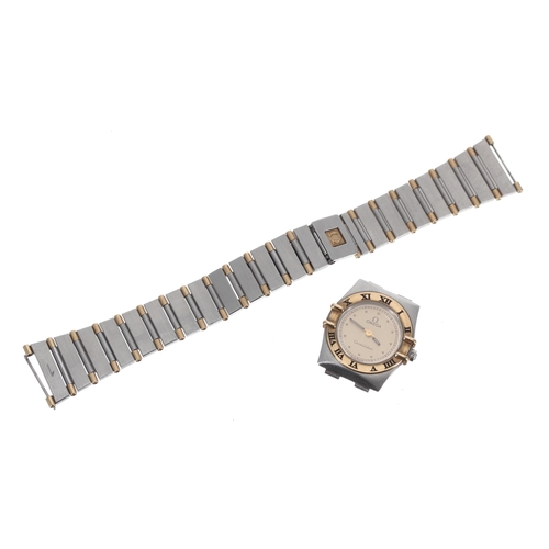 586 - Omega Constellation gold and stainless steel lady's wristwatch for repair, quartz, 23mm... 