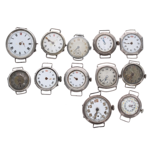 593 - Twelve assorted trench wristwatches mostly for repair/spares (12)